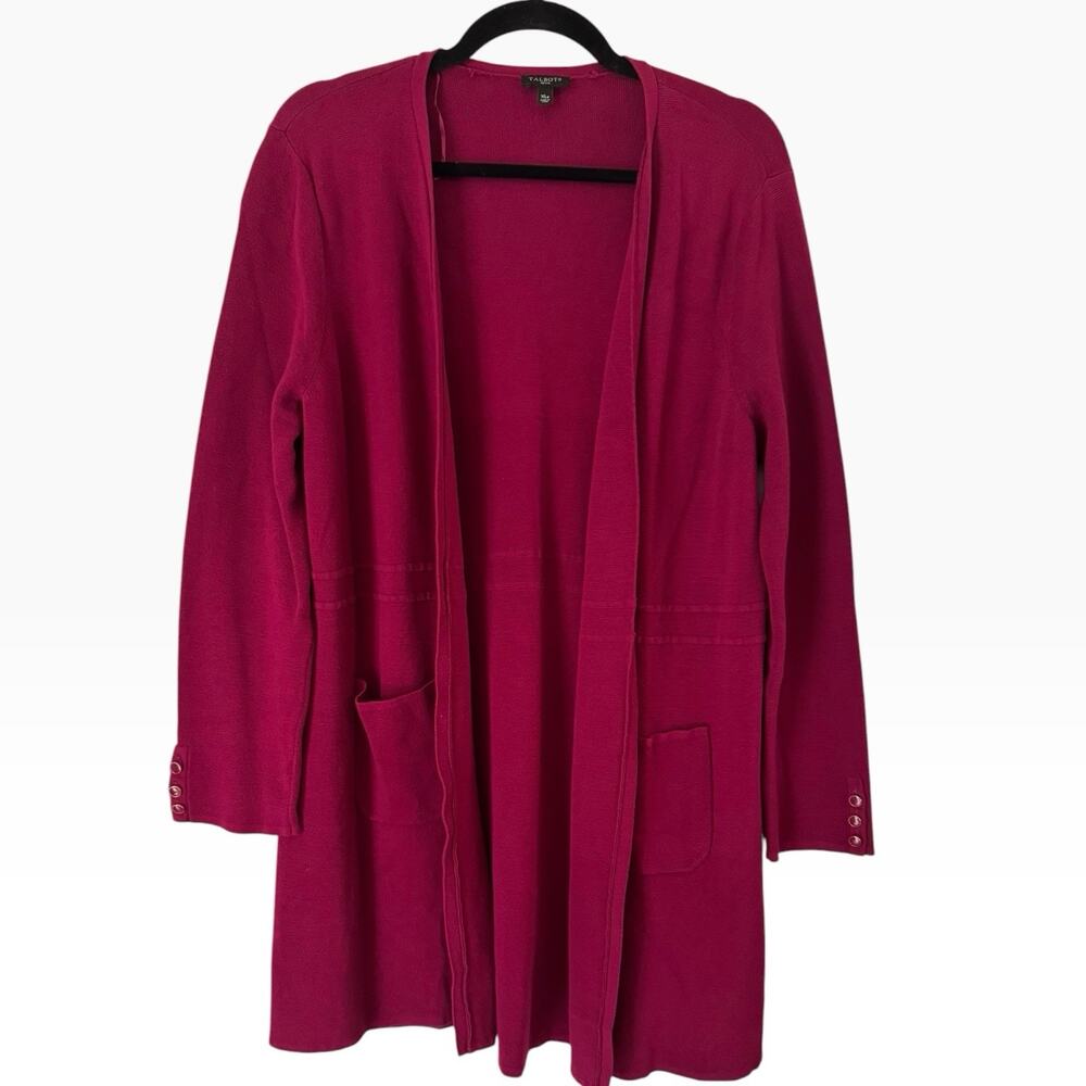 NWOT Talbots Purple Longline Knit Open Front Cardigan Sweater Size XL Petite